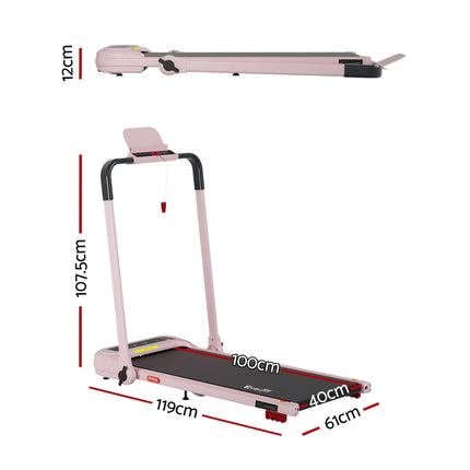 Everfit Treadmill Electric Walking Pad with Incline Foldable for Home Gym Pink.