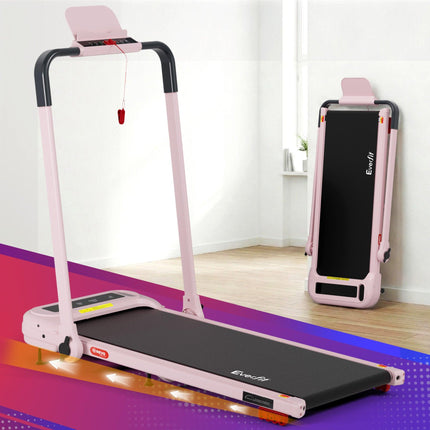 Everfit Treadmill Electric Walking Pad with Incline Foldable for Home Gym Pink.