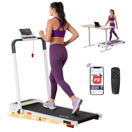 Everfit Treadmill Electric Walking Pad with Incline Foldable for Home Gym White.