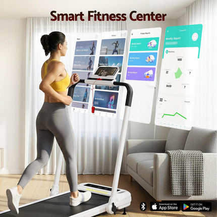 Everfit Treadmill Electric Walking Pad with Incline Foldable for Home Gym White.