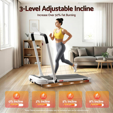 Everfit Treadmill Electric Walking Pad with Incline Foldable for Home Gym White.