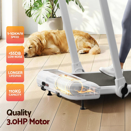 Everfit Treadmill Electric Walking Pad with Incline Foldable for Home Gym White.