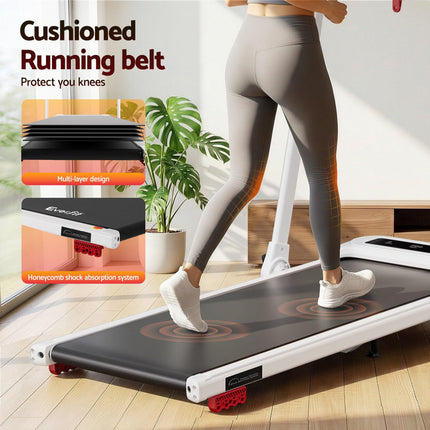 Everfit Treadmill Electric Walking Pad with Incline Foldable for Home Gym White.
