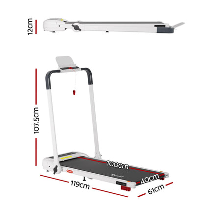 Everfit Treadmill Electric Walking Pad with Incline Foldable for Home Gym White.