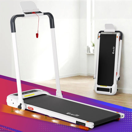 Everfit Treadmill Electric Walking Pad with Incline Foldable for Home Gym White.
