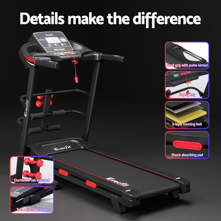 Everfit Treadmill Electric Home Gym Fitness Exercise Machine w/ Sit Up Bar 420mm.