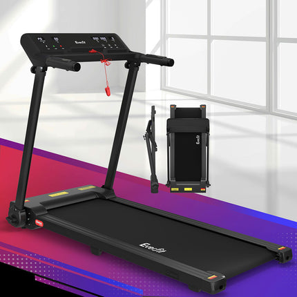 Everfit Treadmill Electric Home Gym Fitness Exercise Knob Foldable 450mm Black.
