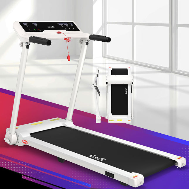Everfit Treadmill Electric Home Gym Fitness Exercise Knob Foldable 450mm White.