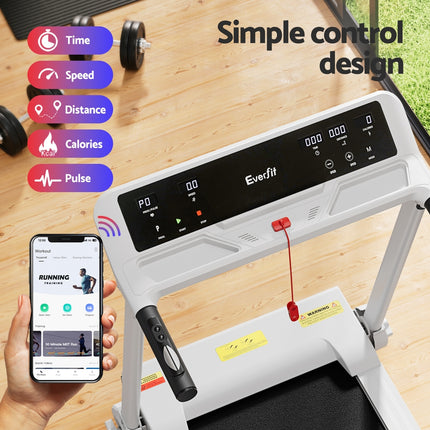 Everfit Treadmill Electric Home Gym Fitness Exercise Knob Foldable 450mm White.