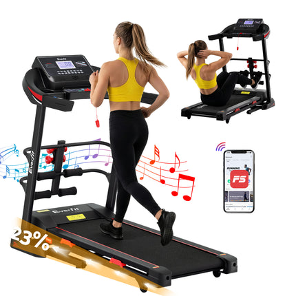 Everfit Treadmill Electric Home Gym Fitness Exercise Machine w/ Sit Up Bar 450mm.