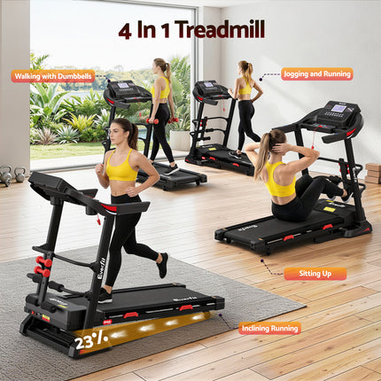 Everfit Treadmill Electric Home Gym Fitness Exercise Machine w/ Sit Up Bar 450mm.