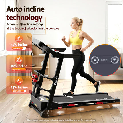 Everfit Treadmill Electric Home Gym Fitness Exercise Machine w/ Sit Up Bar 450mm.