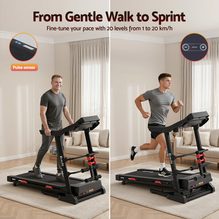 Everfit Treadmill Electric Home Gym Fitness Exercise Machine w/ Sit Up Bar 450mm.