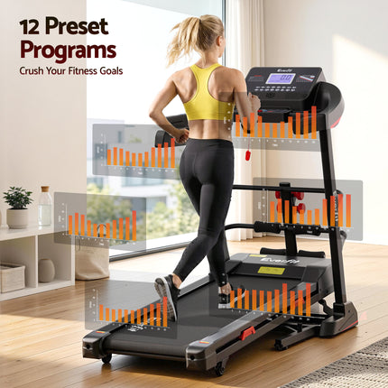 Everfit Treadmill Electric Home Gym Fitness Exercise Machine w/ Sit Up Bar 450mm.