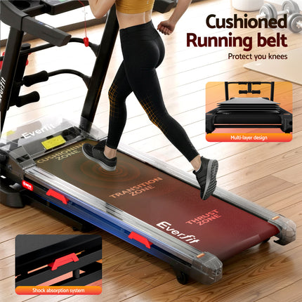 Everfit Treadmill Electric Home Gym Fitness Exercise Machine w/ Sit Up Bar 450mm.