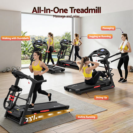 Everfit Treadmill Electric Home Gym Fitness Exercise Machine w/ Massager 480mm.