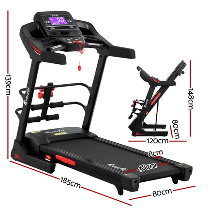 Everfit Treadmill Electric Home Gym Fitness Exercise Machine w/ Sit Up Bar 480mm.