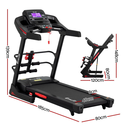 Everfit Treadmill Electric Home Gym Fitness Exercise Machine w/ Sit Up Bar 480mm.