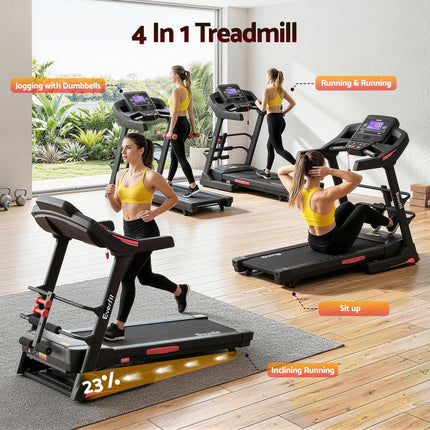 Everfit Treadmill Electric Home Gym Fitness Exercise Machine w/ Sit Up Bar 480mm.