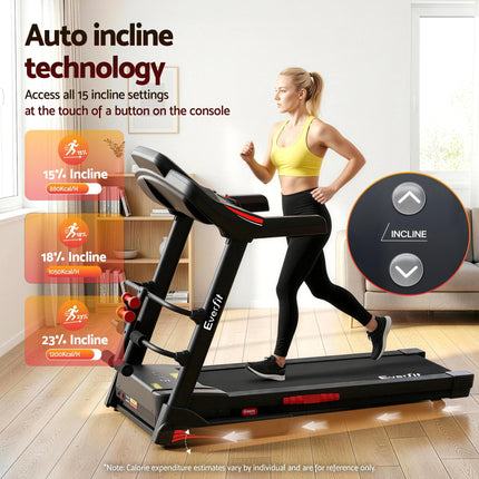 Everfit Treadmill Electric Home Gym Fitness Exercise Machine w/ Sit Up Bar 480mm.