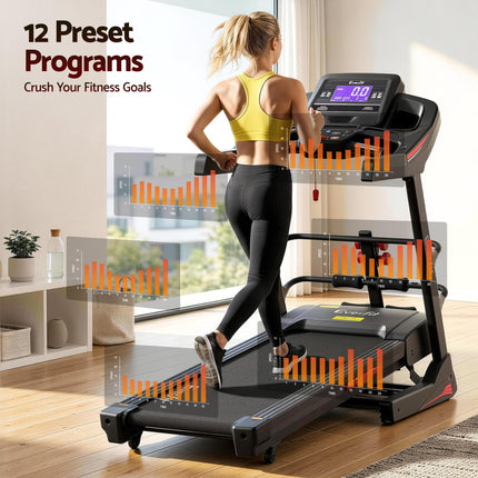 Everfit Treadmill Electric Home Gym Fitness Exercise Machine w/ Sit Up Bar 480mm.