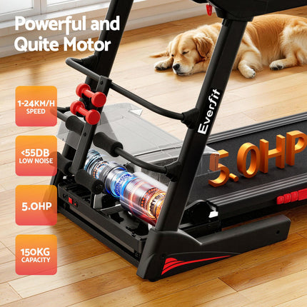 Everfit Treadmill Electric Home Gym Fitness Exercise Machine w/ Sit Up Bar 480mm.