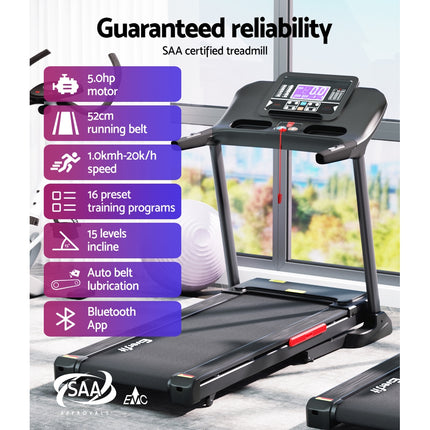 Everfit Treadmill Electric Auto Incline Home Gym Fitness Exercise Machine 520mm.