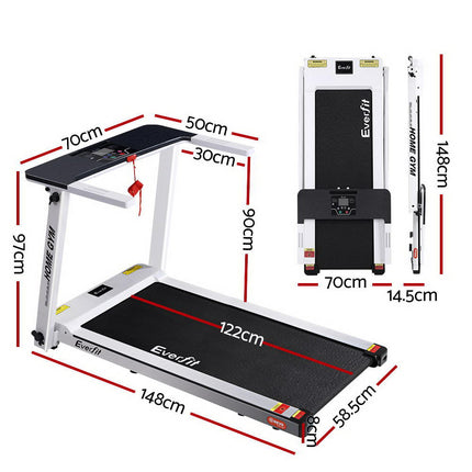 Everfit Treadmill Electric Home Gym Fitness Exercise Fully Foldable 420mm White.