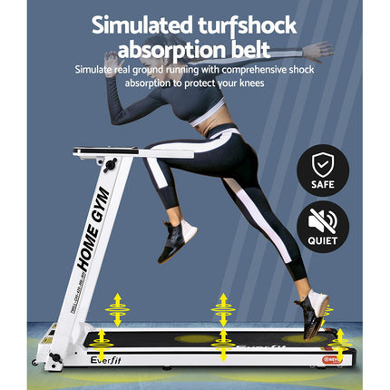 Everfit Treadmill Electric Home Gym Fitness Exercise Fully Foldable 420mm White.