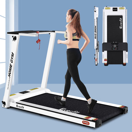 Everfit Treadmill Electric Home Gym Fitness Exercise Fully Foldable 420mm White.
