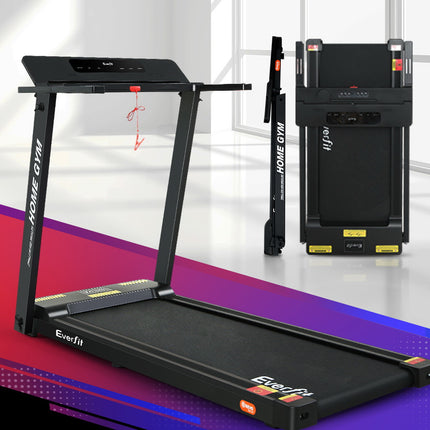 Everfit Treadmill Electric Home Gym Fitness Exercise Fully Foldable 450mm Black.
