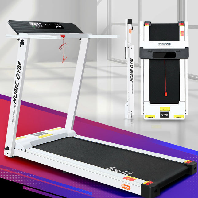 Everfit Treadmill Electric Home Gym Fitness Exercise Fully Foldable 450mm White.