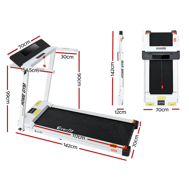 Everfit Treadmill Electric Home Gym Fitness Exercise Fully Foldable 450mm White.
