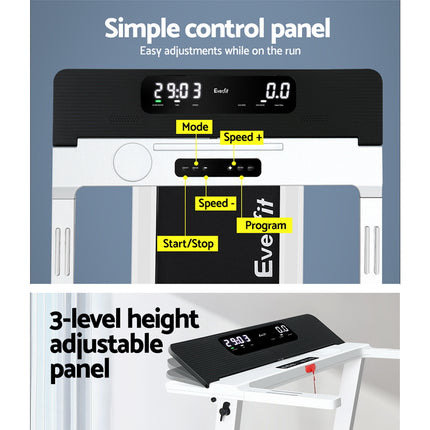 Everfit Treadmill Electric Home Gym Fitness Exercise Fully Foldable 450mm White.