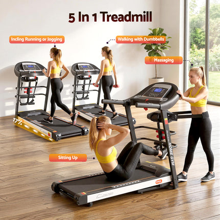 Everfit Treadmill Electric Home Gym Fitness Exercise Machine w/ Massager 450mm.