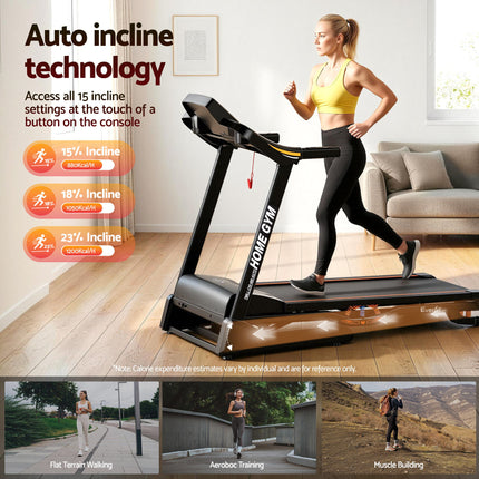 Everfit Treadmill Electric Auto Incline Home Gym Fitness Exercise Machine 480mm.
