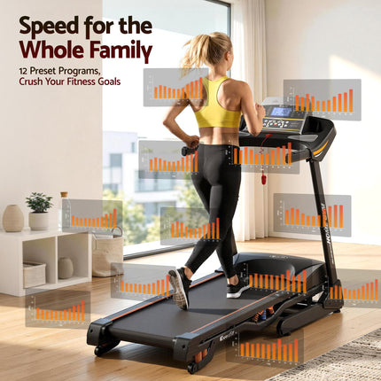Everfit Treadmill Electric Auto Incline Home Gym Fitness Exercise Machine 480mm.