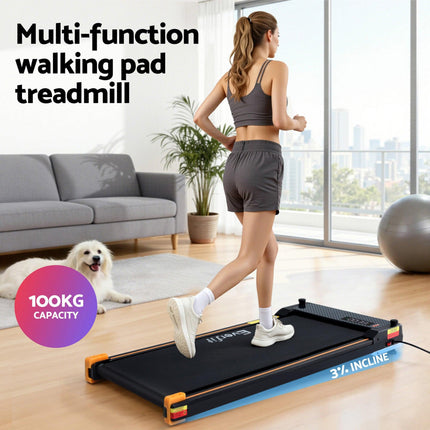 Everfit 2 Side Walking Pad Treadmill with Massage Function Fitness 380mm Black.