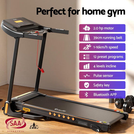 Everfit Treadmill Electric Home Gym Fitness Exercise Equipment Incline 390mm.