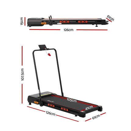 Everfit Treadmill Electric Walking Pad Auto Incline Foldable for Home Gym Black.