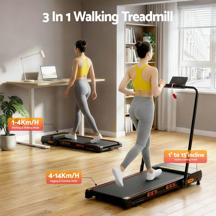 Everfit Treadmill Electric Walking Pad Auto Incline Foldable for Home Gym Black.
