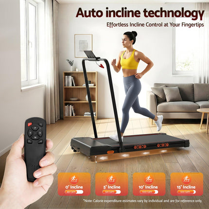Everfit Treadmill Electric Walking Pad Auto Incline Foldable for Home Gym Black.