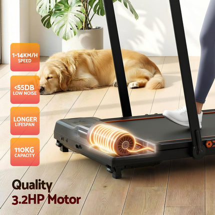 Everfit Treadmill Electric Walking Pad Auto Incline Foldable for Home Gym Black.