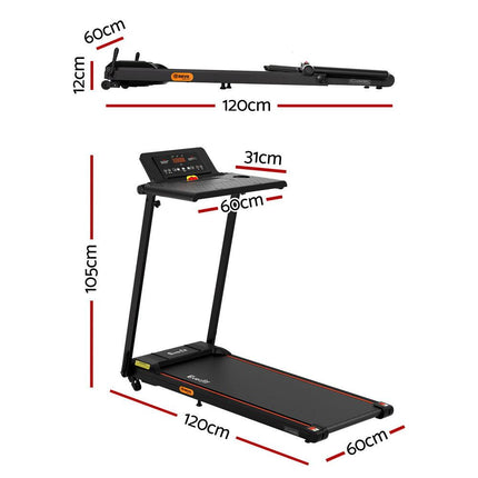 Everfit Treadmill Electric Walking Pad Foldable Incline for Home Office Gym Black.