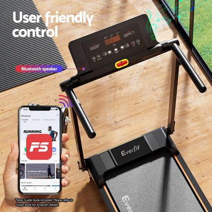 Everfit Treadmill Electric Walking Pad Foldable Incline for Home Office Gym Black.