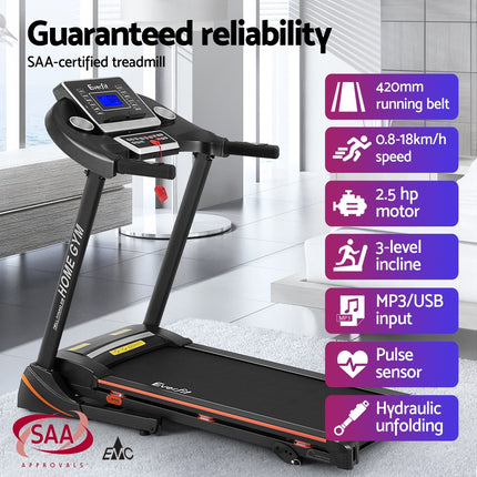 Everfit Treadmill Electric Home Gym Fitness Exercise Machine Hydraulic 420mm.