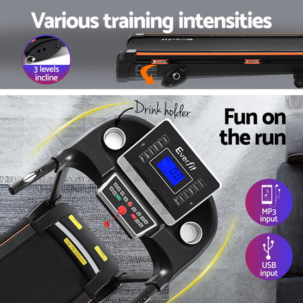 Everfit Treadmill Electric Home Gym Fitness Exercise Machine Hydraulic 420mm.