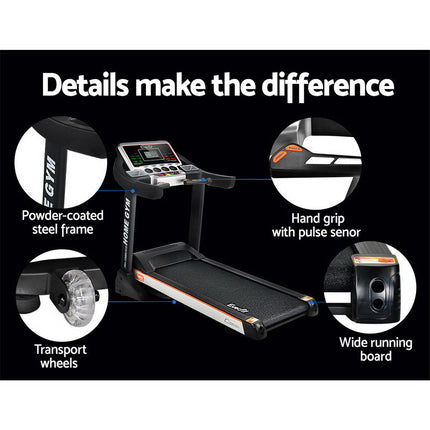 Everfit Treadmill Electric Auto Level Incline Home Gym Fitness Exercise 450mm.