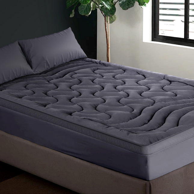 Giselle Bedding 3-Zone Pillowtop Mattress Topper 1000GSM for Back Pain Relief Washable with 45cm Deep Pocket King.