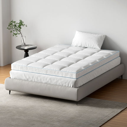 Giselle Bedding 1500GSM Bamboo Pillowtop Mattress Topper 10cm Thick Pad for Back Pain Relief, High Loft Cooling Underlay for Dorm & Guest Bed, 45cm Deep Pocket Double.